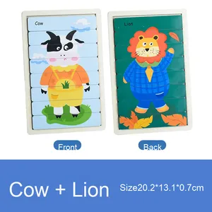 Puzzle personnalisé interactif en bois jouet fou pensée formation <span class=keywords><strong>jeu</strong></span> <span class=keywords><strong>de</strong></span> société pour enfants Parent-enfant logique cartes d'animaux - Product Image 6