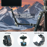 Meilleures ventes : Support de fixation Magic Arm en alliage d'aluminium de 11 pouces avec vis 1/4 pouce pour GoPro, Insta360, moniteur et éclairage vidéo