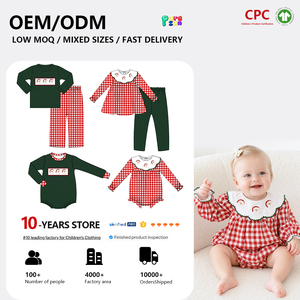 Puresun - Conjunto de <span class=keywords><strong>Ropa</strong></span> Navideña para Niños de 1 a 12 Años, 100% Algodón, Camisa Verde con Bordado de Santa Claus y Pantalones a Cuadros Rojos, Color Resistente - Product Image 3