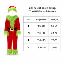 Traje de Monstruo Navideño Rojo y Verde para Niños, Disfraz de Navidad con Ribete de Piel, Hebilla de Cinturón, Gorro de Santa, Ropa para Fiesta