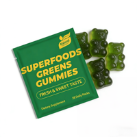 Gummies Multivitaminées Super Greens pour Adultes, Vitamines Gommeuses Superaliments pour Femmes et Hommes, Spiruline, Chlorelle, Adaptogènes, Fibres Prébiotiques