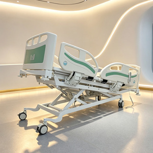 <span class=keywords><strong>Lit</strong></span> d'hôpital électrique pour soins intensifs, 5 fonctions, dossier inclinable, hauteur réglable, double roulettes, télécommande, ventilé - Product Image 5