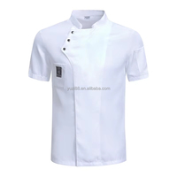 Cuisine Chef manteau veste à manches courtes cuisine Durable uniforme de travail couleur unie imperméable Restaurant Chef veste coton