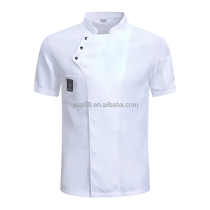 Cuisine Chef manteau veste à manches courtes cuisine Durable uniforme de travail couleur unie imperméable Restaurant Chef veste coton - Product Image 2