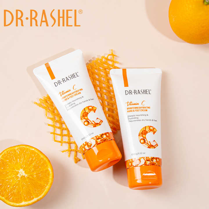 DR RASEHL Crème hydratante éclaircissante pour les mains et les pieds à la vitamine C adoucit la crème pour les mains corneuses rafraîchissante et non collante