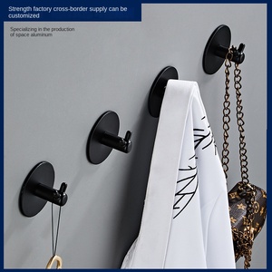 Bắc Âu Sáng Tạo Màu Đen Kim Loại Áo Móc Không Gian Nhôm Móc Đơn Cho Tường Mới Đấm Miễn Phí Thiết Kế Lớn Móc Cho Nhà Bếp Giẻ - Product Image 3