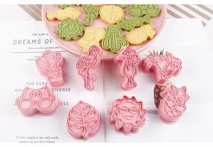 Homesun 8 pcs/boîte Tropical Beach Cookie Cutter Set de 8 Pcs Embosser Timbres Flamingo Lunettes de soleil <span class=keywords><strong>Cactus</strong></span> Coconut Tree Beach - Product Image 6