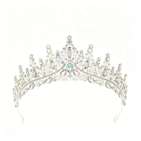 Magnifique Couronne de Princesse Vintage Multicolore en Strass, Diadème Royal Argenté pour Mariage, Bijou de Cheveux pour Mariée et Bal de Promo
