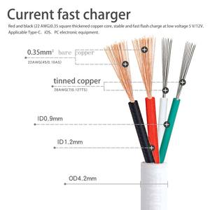 Cables usb TPE, 3 amperios, 22awg, 2 núcleos, 28awg, 2 núcleos, línea de datos de carga rápida, fabricación de fábrica - Product Image 4