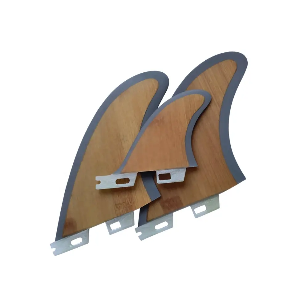 UNDERICE Logo personnalisé en fibre de verre de carbone Kite Surfboard Stabilisateur Fin Thruster Tri Fins Set Quillas Surf Grey Gradient Bamboo Fin