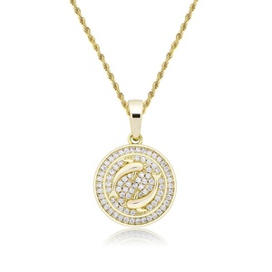 Oro rosa oro argento placcato 3 colori CZ diamante pavimentato moneta medaglione hip hop uomini <span class=keywords><strong>ariete</strong></span> collana dodici <span class=keywords><strong>gioielli</strong></span> zodiacali - Product Image 6