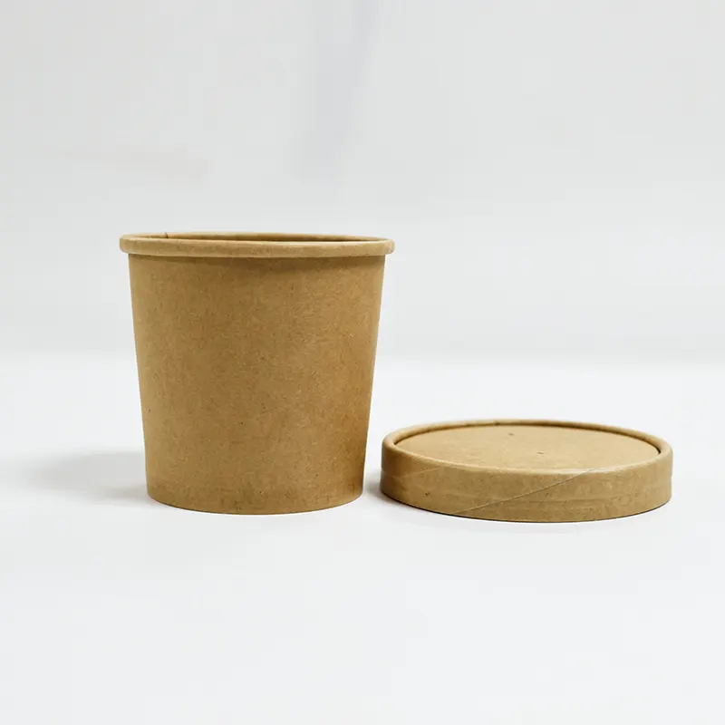 Custom printed disposable hot soup bowls kraft paper soup cup with paper Lid