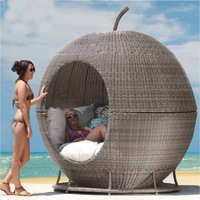 Canapé-chaise longue en rotin créatif en forme de pomme pour cour, terrasse et piscine, meubles de jardin