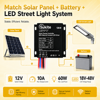 Contrôleur de charge solaire MPPT 1260 12V 10A 60W économique de Sukite avec capteur de lumière pour projet d'éclairage public