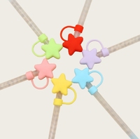Vente en gros d'usine, designs mignons, pailles en silicone de 10 mm, bouchons, bricolage, couleurs vives, couvre-pailles en étoile 3D, accessoires de bar pour boire