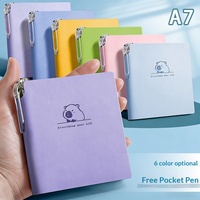 Carnet portable A7 avec couverture en polyuréthane, reliure sans fil, élégant, format de poche, pour étudiants, usage au bureau, cadeau compact