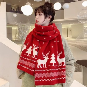 Bufanda de lana de ciervo de estilo coreano de invierno para <span class=keywords><strong>mujer</strong></span>, calentador de <span class=keywords><strong>cuello</strong></span> de punto cálido a cuadros de doble cara para uso diario - Product Image 5