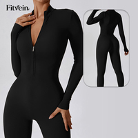Combinaison de yoga pour femme, vêtements de sport, fermeture éclair sur le devant, spandex/nylon, extensible dans quatre sens, sans couture, manches longues, combinaison de fitness