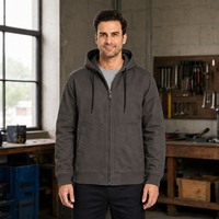 Veste de travail à capuche pour homme, entièrement zippée, en toile, style bomber, avec poignets et ourlet côtelés, logo personnalisé, veste de travail industrielle