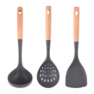 Silicona 3 piezas utensilios de cocina de grado alimenticio herramientas de silicona con mango de madera juego de cocina utensilios de cocina - Product Image 5