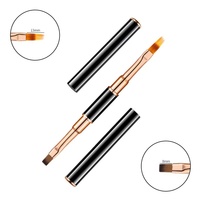 Pinceau à ongles professionnel double embout noir et or rose avec poils en nylon pour salon de manucure – Vente en gros