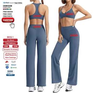 Completo Sportivo da <span class=keywords><strong>Donna</strong></span> per Yoga e Fitness: Reggiseno Sportivo Sexy con Schiena Scoperta e <span class=keywords><strong>Pantaloni</strong></span> a Zampa Aderenti - Product Image 1