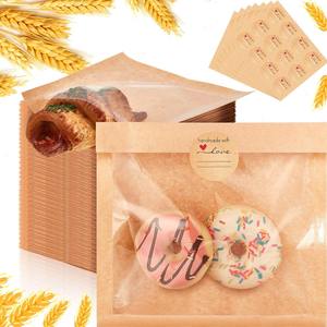 Bolsas de Papel Kraft para Empacar Galletas, Donas y Sándwiches, con Ventana Transparente y Resistentes al Calor, para Panadería - Product Image 2
