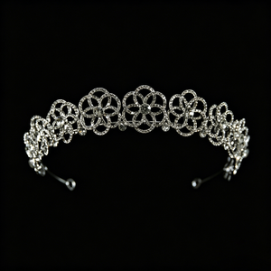Set Corona e Orecchini da Sposa con Strass, Tiara Scintillante con Fiori di Cristallo, Gioielli per Capelli da Principessa per Feste di Compleanno e Concorsi - Product Image 4