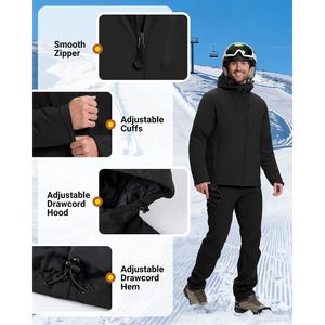 Chaqueta de Invierno con Capucha para Hombre, Ligera, Acolchada, Forrada de Forro Polar, Resistente al Agua y al Viento, para Esquí y Nieve - Product Image 5
