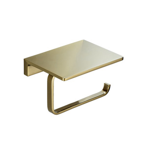 Porte-papier toilette standard en cuivre brossé doré avec plateau pour téléphone, pour salle de bain et hôtel - Product Image 5