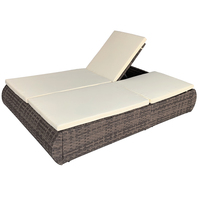 Vente chaude usine : Mobilier d'extérieur, lit de repos en rotin pour jardin, chaise longue imperméable, lit double pour piscine