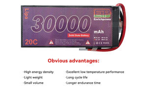 고에너지 밀도 충전식 솔리드 스테이트 리튬 22.2v 30000mAh 20c 6s 3.7v 4s Lipo 배터리 팩 고정 날개 VTOL UAV - Product Image 2