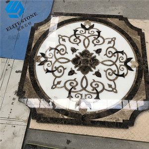 सुंदर फूल जड़ना वर्ग पानी जेट संगमरमर का फर्श पदकों - Product Image 2