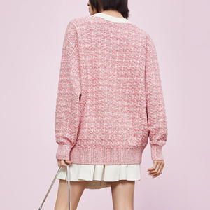 Haut de gamme mode femmes <span class=keywords><strong>laine</strong></span> mélangée solide motif col en v <span class=keywords><strong>tricot</strong></span>é Cardigan chaud Long pull <span class=keywords><strong>veste</strong></span> Style décontracté haut - Product Image 2
