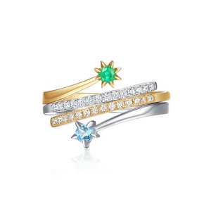 De las mujeres de la moda Esmeralda anillo hermana de joyería amistad anillo de Plata de Ley 925 <span class=keywords><strong>conjunto</strong></span> - Product Image 1