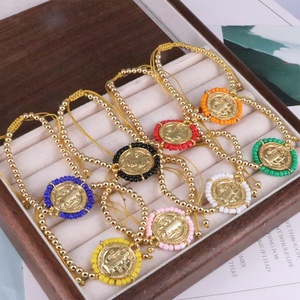 Nouveau gros plaqué or Saint Benedit religieux INS coloré circulaire Miyuki perlé Style réglable Bracelet de mode - Product Image 3