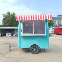 Remorque de restauration mobile bleue de 2,1 mètres, 2025, pour jus, café, glaces, camion de restauration rapide, snack personnalisé, hot-dog, petite remorque de restauration ronde