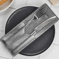 Pochette à couverts vintage en cuir PU, porte-couteau et fourchette pour restaurant, décoration de table, pique-nique en plein air, camping, voyage d'affaires, cadeau
