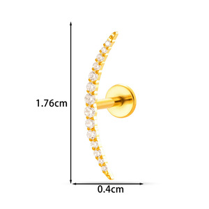 Nouvelles boucles d'oreilles en titane G23/F136 à filetage interne, incrustées de zircon, forme géométrique, pour piercing de cartilage - Product Image 6