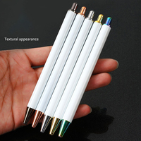 Stylo bille rétractable en acier inoxydable blanc vierge de luxe avec logo personnalisé, idéal pour la sublimation, cadeaux d'affaires originaux et DIY