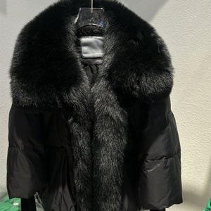<span class=keywords><strong>Abrigo</strong></span> de invierno informal para mujer con Cuello de piel esponjoso generoso Nuevas tendencias de moda Chaqueta corta de plumón de pato blanco cómodo - Product Image 6