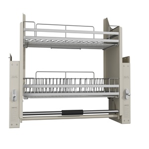 Étagère de rangement double couche en acier inoxydable de qualité supérieure, fabriquée en Chine, avec système de levage pour armoire de cuisine et amortisseur de fermeture douce - Product Image 3