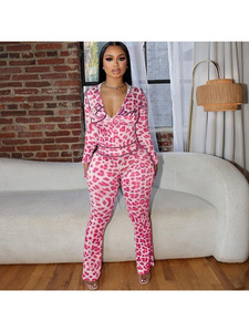 2026 Cross-border Europe and America Hot Selling Leopard Print Color Block Women's Clothing <b>Set</b> <b>Sexy</b> Hot Girl - Product Image 2
