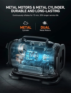 <span class=keywords><strong>Gonfleur</strong></span> automatique de pneu cylindre en métal AC <span class=keywords><strong>220V</strong></span>/DC <span class=keywords><strong>12V</strong></span> 100w 150psi numérique Portable voiture vélo pneu ballon gonflage de lit d'air - Product Image 4