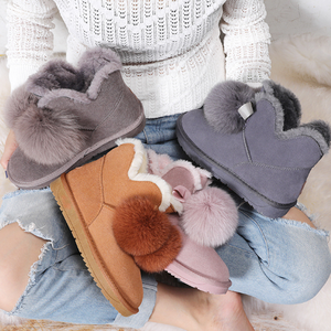 Selezionare Confortevole Linee di Lana Pom-Pom Faux Fur <span class=keywords><strong>Grigio</strong></span> Piatto Scarponi Da Neve Pelliccia Alla Caviglia In <span class=keywords><strong>Pelle</strong></span> Scamosciata <span class=keywords><strong>Stivali</strong></span> di <span class=keywords><strong>pelle</strong></span> di Pecora per Le Donne - Product Image 6