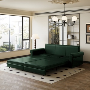 Canapé-lit <span class=keywords><strong>convertible</strong></span> Chesterfield King de 93,7 pouces, facile à assembler, avec cadre en métal robuste, vert - Product Image 2