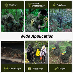 ชุดพรางตัว 5 in 1 Ghillie Suit ลายพราง 3 มิติ สำหรับการล่าสัตว์ ประกอบด้วยเสื้อแจ็คเก็ต กางเกง ฮู้ด และกระเป๋าพกพา เหมาะสำหรับผู้ใหญ่ ขนาดฟรีไซส์ - Product Image 6