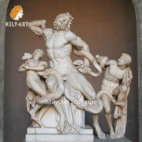 Estatua de Mármol de Laocoon y sus Hijos de MILY, Escultura Clásica de Mármol Blanco Natural, Tamaño Real, en Venta