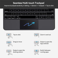 Casing Keyboard Nirkabel Magnetik BT dengan Trackpad Multifungsi untuk iPad Pro 11" 2022, Touchpad Sentuh Halus, untuk Penggunaan Bisnis
