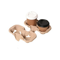 Porte-gobelets jetables en carton ondulé pour 2 gobelets, support biodégradable pour boissons, idéal pour les cafés, les plats à emporter et les restaurants
